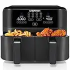 Chefman TurboFry Touch Dual Air Fryer, Maximize The Healthiest Meals With Double Basket Capacity, One-Touch Digital Controls And Shake Reminder For The Perfect Crispy And Low-Calorie Finish