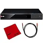 LG DP132 DVD Player w/USB Direct Recording, Multi-Playback & 2.0 Playback Bundle with Deco Gear 6FT Universal 4K HDMI 2.0 Cable and 6 x 6 inch Microfiber Cleaning Cloth