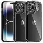 TAURI for iPhone 14 Pro Case Crystal Clear [Never Yellow], [Military Grade Protection] Shockproof Slim Phone Case 6.1 inch - Black