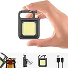 Mini COB Torch Rechargeable, Keyring Flashlight Rotatable COB 4 Light Modes with Bottle Opener, Multifunctional Portable Pocket Light with Magnetic Base Hook for Repair, Emergency, Garage and Camping