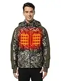 ORORO [Upgraded Battery] Men’s Waterproof Heated Hunting Jacket with Battery, Camo Hunting Heated Jacket with Detachable Hood (X-Large)