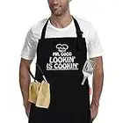 APRONPANDA Cooking Aprons for Men with Pockets, Adjustable Apron for Home Kitchen, BBQ Grilling, Cooking Gifts for Men Chef, Christmas Gifts for Men, Dad, Husband, Grandad Birthday Gifts