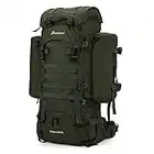 Mardingtop 65+10L Internal Frame Backpack with Rain Cover for Military Camping Hiking Traveling Army Green-M403