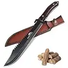 SMITH CHU Cuchillo Grande para Exteriores, Cuchillo de Supervivencia con Funda, Cuchillo de Cinturón de Hoja Fija de 27cm, Cuchillo de Caza Robusto, Cuchillo de Supervivencia Afilado para Acampar