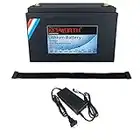 Batterie LifePo4 12v 100Ah 3000-7000 Cycles profonds avec fer au lithium BMS pour moteur de pêche à la traîne Panneaux solaires RV Appareils bateau Chariots de golf marins avec chargeur