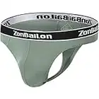 ZONBAILON Herren Sexy Tanga-Unterwäsche, G-String, Jock-Straps, Slip mit Balltasche, bequem, dehnbar, breiter Bund, ohne Etikett, Grün , Medium