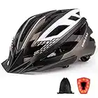 KINGLEAD Casco Bicicleta Adulto,Casco de Bicicleta Hombre Mujer Casco Bici Montaña con Luz LED de Recarga USB Certificación CE Casco Ciclismo Carretera con Visera Casco MTB con Correa Reflectante