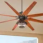 Casa Vieja 72" Predator Rustic Farmhouse Indoor Outdoor Ceiling Fan with LED Light English Bronze Cherry Hammered Glass Damp Rated for Patio Exterior House Home Porch Gazebo Garage Barn