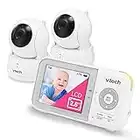 VTech VM923-2 Video Baby Monitor with 19-Hour Battery Life, 2 Cameras, 1000ft Long Range, Pan-Tilt-Zoom, Enhanced Night Vision, 2.8”Screen, 2-Way Audio Talk, Temperature Sensor and Lullabies