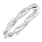 PAVOI 14K Gold Plated Cubic Zirconia Twisted Rope Eternity Band White Gold for Women Size 7