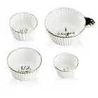 Gracie China by Coastline Imports Gold Trim White Porcelain Fluted 4-Piece Measuring Cup Set