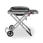 Weber Traveler Gas Grill, Portable Stand-Up Propane BBQ, Black (9010001)