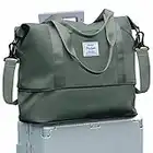 Bolsa de Viaje para Mujer, Bolsa de Deporte para Gimnasio para Mujer, Bolsa de Fin de Semana, Bolsa de Transporte, Bolsa de Playa, Bolsa de Noche, Bolsa de Equipaje Impermeable expandible,A1-Verde