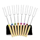 Newthinking Marshmallow Roasting Sticks, 32 Inch Extendable Telescoping Roasting Sticks Forks for Fire Pit and BBQ Campfire Party, 8 Pack