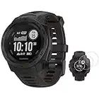 Garmin Instinct Rugged Outdoor Watch with GPS and Heart Rate Monitoring with Deco Essentials 2-Pack Screen Protector Instinct