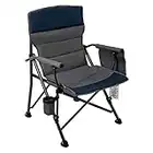 Pacific Pass Camping Chair Heavy Duty Padded Chair, 400lbs Capacity, Folding Sports High Back Chair with Storage Bag & Cup Holder for Camping, Fishing, Hiking, Outdoor, Carry Bag Included, Navy