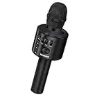 BONAOK Wireless Bluetooth Karaoke Microphone, 3-in-1 Portable Handheld Mic Speaker Machine for All Smartphones, Gift for Girls Boys Kids Adults All Age Q37(Black)