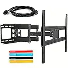 PrimeCables Swivel TV Wall Mount - Fits 37-70 Inch Curved/Panel TVs up to VESA 600 and 110 Lbs, Dual Full Motion Articulating Arm and 16-inch Wall Wood Stud Compatibility - Heavy Duty, Sturdy