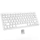 seenda Kleine Tastatur Kabellos mit 2.4G USB-Stick, Dünne Funktastatur Deutsch Layout, Flache Kabellose Tastatur für PC/Laptop/Smart TV/Windows, Weiß