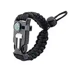 Adjustable 5 in 1 Survival Bracelet, New 7 Core Paracord Emergency Sports Wristband Gear Kit Waterproof Compass, Rescue Whistle, Fire Starter Multi-Tool Wilderness Adventure Accessories