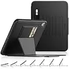 SEYMAC stock iPad 10th Generation Case with [Multi-angles] Adjustable Stand Pencil Holder & Card Slots, Heavy Duty Shockproof iPad 10.9 Inch 2022 Case Auto Sleep/Wake Magnetic Smart Cover, Black