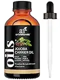 Aceite de jojoba 100 % orgánico, 120 ml, extraído de forma natural y prensado en frío, sin refinar, hidratante para la cara, pelo, piel, uñas, cutículas, estrías y pieles sensibles, de ArtNaturals