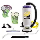 ProTeam Super QuarterVac Commercial Backpack Vacuum Cleaner with HEPA Media Filtration, Adjustable Length Wand Tool Kit and 12 Extra Filter Bags, Gray