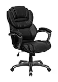 Offex Of-GO-901-BK-GG High Back Black Leather Executive Office Chair with Leather Padded Loop Arms