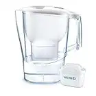 BRITA Carafe filtrante Aluna XL blanche + 1 filtre MAXTRA+, réduit le calcaire, le chlore et le plomb pour une eau du robinet plus pure, sans BPA.