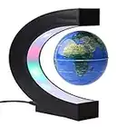 Floating Globe Ball C Shape Colored LED Magnetic Earth for Home Office Desk Decor Children Learn Geography Knowledge 100‑240V(U.S. regulations)