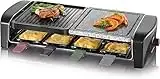 SEVERIN Raclette grill con piedra natural y plancha, grill con parrilla antiadherente y 8 sartenes, parrilla eléctrica para 8 personas, máx. 1400 W, negro, RG 9645