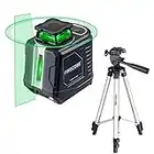Firecore Laser Level with Tripod, 82Ft Green Self Leveling 360°Cross Line Laser Level for Picture Hanging Construction Indoor Project, Magnetic Rotating Stand, Batteries&Carry Pouch Included
