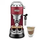 De'Longhi Dedica EC685.R Macchina da Caffè Espresso Manuale e Cappuccino, Caffè in Polvere o in Cialde E.S.E., Spegnimento Automatico, Serbatoio Estraibile 1L, Scaldatazze, Potenza 1350W, 15bar,Rosso