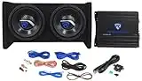 Rockville RV8.2A 800 Watt Dual 8" Car Subwoofer Enclosure+Mono Amplifier+Amp Kit black