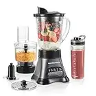 Hamilton Beach Blender and Food Processor Combo, Portable Blend-In Travel Cup, Shakes and Smoothies, 40oz Jar & 3-Cup Vegetable Chopper, Grey & Black (58163)