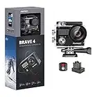 AKASO Brave 4 4K 20MP WiFi Action Camera Ultra HD with EIS 30m Waterproof Camera Remote Control 5X Zoom Underwater Camcorder with 2 Batteries and Helmet Accessories Kit Support External Microphone