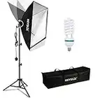 Heysliy Softbox Photography Lighting Kit 50x70cm, Studio Light with 150W 5500K Daylight Bulb & E27 Socket, Softbox Lighting Kit for Fashion Portrait, Product Photography, Video Shooting, Live Stream