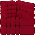 Utopia Towels Red 8-Piece Bath Linen Sets - Viscose Stripe Towels - Ring Spun Cotton - Highly Absorbent Luxury Towels (Pack of 8)