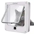 CEESC Cat Doors, Magnetic Pet Door with Rotary 4 Way Lock for Cats, Kitties and Kittens, Upgraded Version (Medium, White)