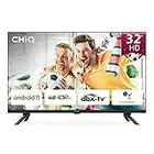 CHIQ L32G7L, 80cm (32 Pouces), télévision Android 11 Bord Ultra Fin, HDR, DBX-TV, Smart TV, Netflix, Prime Video, Youtube, Wi-FI 2.4/5G, Bluetooth, Chromecast, Google Assistant, DVB-T/T2/S2