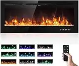 M.C.Haus Electric Fireplace Touch Screen Glass Panel Colorful Flame Insert Wall Mounted Heater Remote Control with Crystal&Log Set,900/1800W