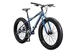 Mongoose Juneau Men and Womens Fat Tire Mountain Bike, 26x4-Inch Big Fat Wheels, 16-Speed Trigger Shifters, Adult Aluminum Mountain Frame, Blue