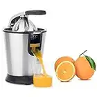 H.Koenig Presse Agrumes Electrique levier professionnel Inox AGR80 Sans BPA, Jus Orange, Citron, Pamplemousse, Rapide, Automatique, Silencieux, Puissant 160 W, bec Anti-gouttes, lavable en machine