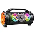 HBYGE 60W Bluetooth Speakers, Portable Speaker 100ft Wireless with Colorful Beat Lights, Subwoofer, Microphone, FM Radio, TWS, USB, 6000mAh. Bluetooth 5.0 Party Speaker for Party, Home (Orange)