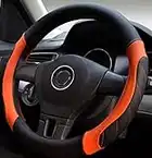 Istn Soft Fiber Leather Braid On The Steering Wheel With Needle Car Steering Wheel Cover Orange