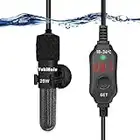 YukiHalu Mini Riscaldatore per Acquario, 25W 50W 100W 200W con Termometro Integrato, Regolatore di Temperatura Esterno, Utilizzato per Acquari da 1-150 Litri (25 watt)