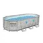 Bestway Power Steel Swim Vista Series II 18' x 9' x 48" Above Ground Outdoor Swimming Pool Set with 1500 GPH Filter Pump, Ladder, and Pool Cover