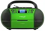 CD-Player mit Kassettendeck | Tragbares Stereo Radio | Kinder Radio | Stereo Radio | USB | CD/MP3 Player | Radio | Kopfhöreranschluss | Aux in | LCD-Display | (Cambodia Green)