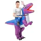 olyee Inflatable Dinosaur Costume Fancy Dress for Adults Cosplay Costumes Gaint Suit T-Rex Rider Costume for Christmas Party Audlts(Purple)