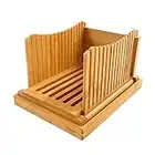 Bamboo Wood Foldable Bread Slicer Compact Thickness Adjustable Bread Slicing Guide with Crumb Catcher Tray for Homemade Bread, Loaf Cakes, Bagels, Foldable and Compact (Original, 12.5" x 8.5" x 1.6")